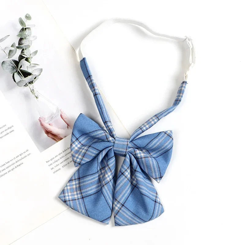 Vintage Brown Plaid Necktie Women's Lazy Person's Japanese Style Preppy Small Tie Bow Tie Handmade Men's Tie