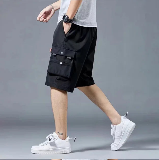 Workwear shorts, men's multiple pockets, medium shorts, summer thin loose cropped pants - Ellianto fashion Men's