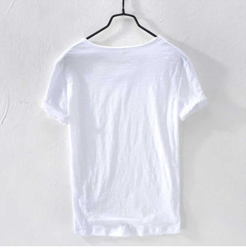New Mens T Shirt Pure Color V Collar Short Sleeved Tops Tees Men T-Shirt 10colors slim Man T-Shirts Fitness For Male Clothes - Ellianto fashion Men's