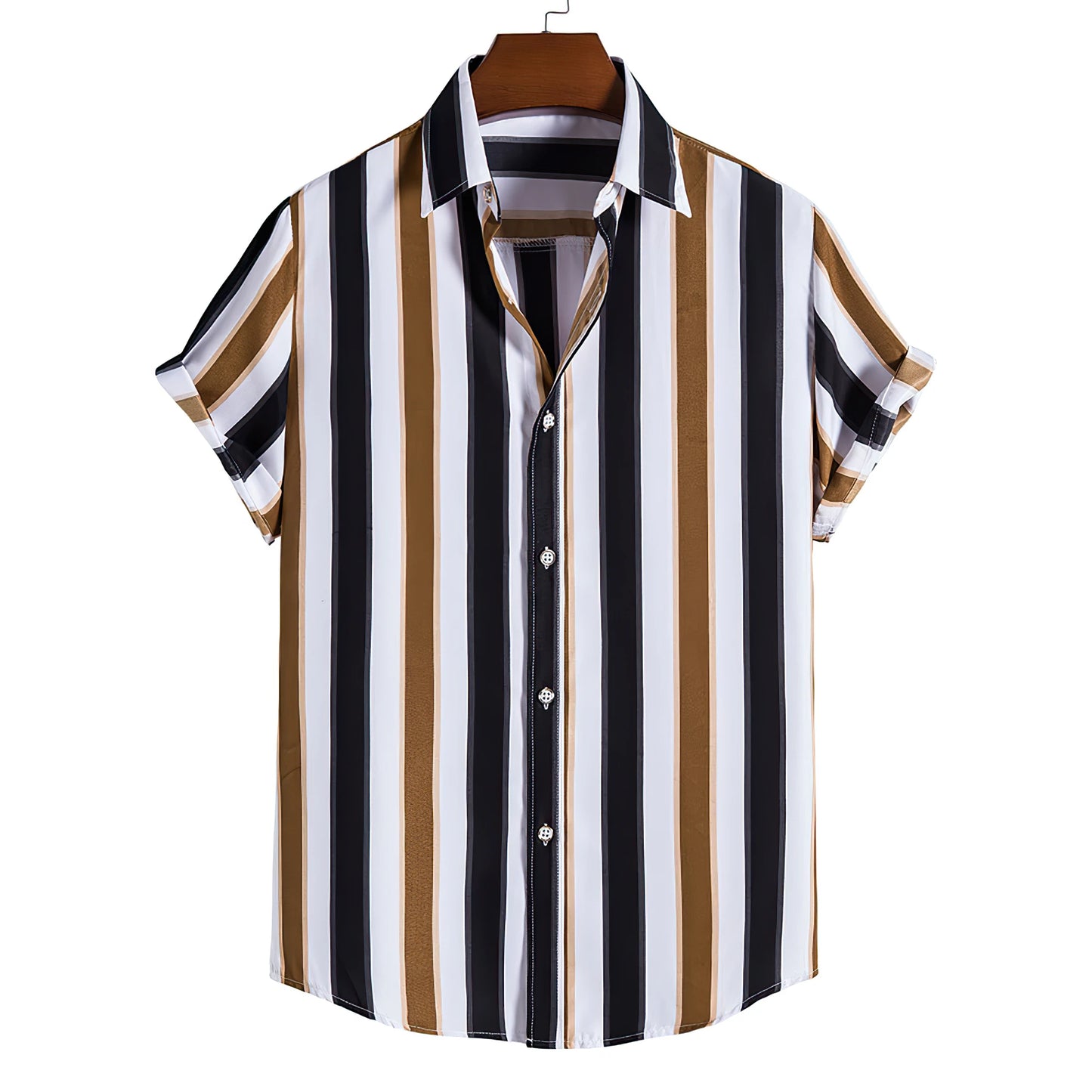 Men's Hawaiian Short Sleeve Shirt Elegant Summer Stripes Print Fashion Casual Social Oversized Y2k Harajuku Luxury Clothing Hot - Ellianto fashion Men's