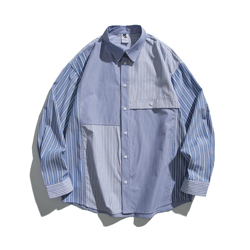 2025 Spring New Multi Stripe Loose Shirt Men Casual Long Sleeve Student Fashion Cityboy Japan Korean Streetwear Shirts - Ellianto fashion Men's