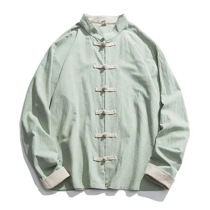 Mens Traditional Chinese Clothing Spring Autumn Solid Tang Suit Men Kung Fu Tai Chi Master Costume Male Tops Jackets Gift - Ellianto fashion Men's