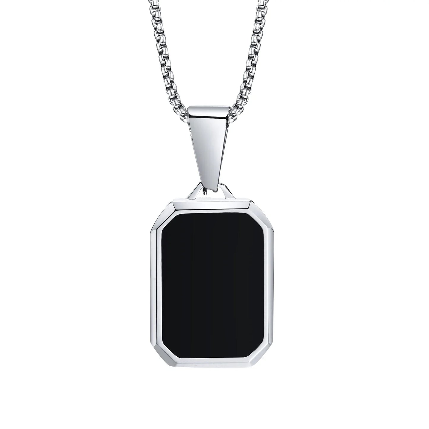 Simple Geometric Pendant Necklaces for Men Women Rectangle Stainless Steel Jewelry Cadenas Para Hombre Collares Para Mujer - Ellianto fashion Men's