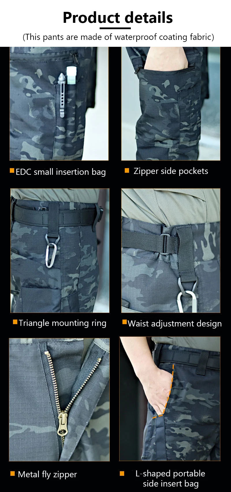 New Tactical Work Pants Men Outdoor Cargo Trousers Multi-pocket Waterproof Pant Autumn Spring Outdoor Workwear Hiking Trousers - Ellianto fashion Men's