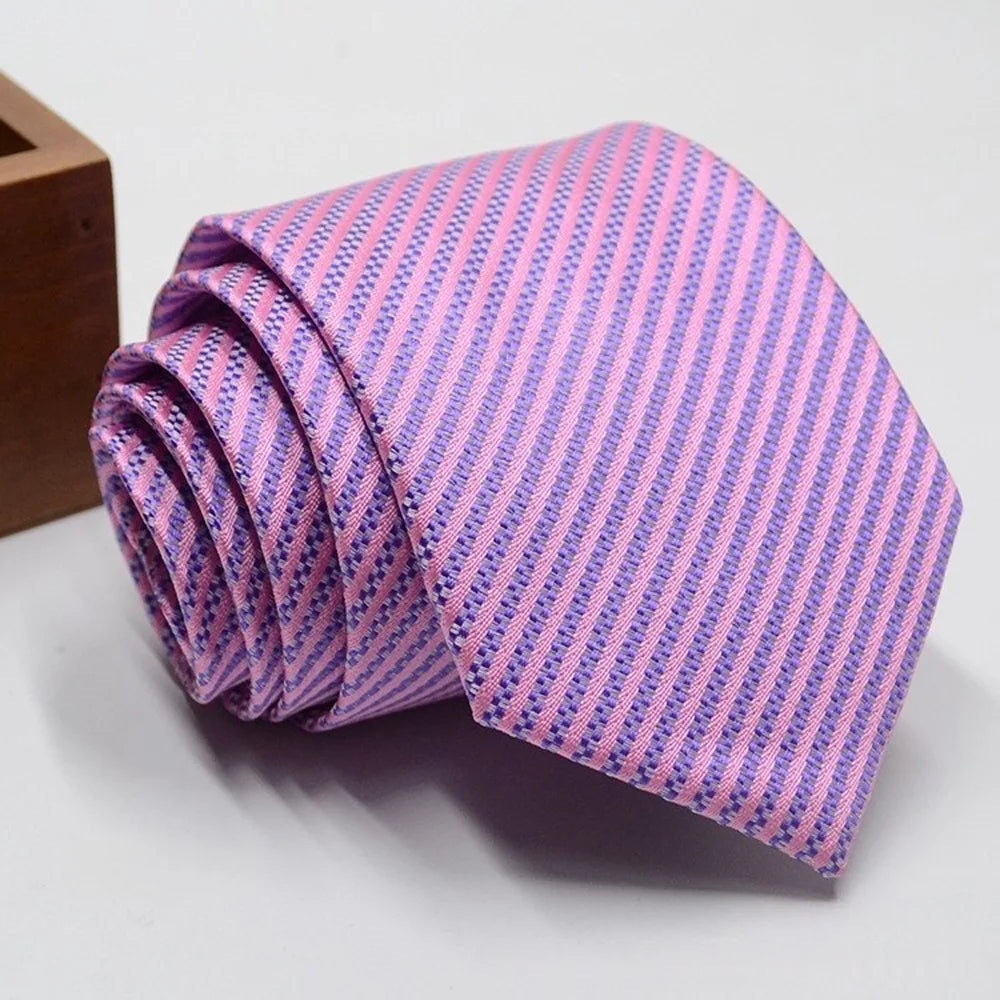 Classic Stripe Necktie Men Business Formal Wedding Tie 8cm Blue Black Pink Red Neck Ties Fashion Shirt Dress Accessories - Ellianto fashion Men's