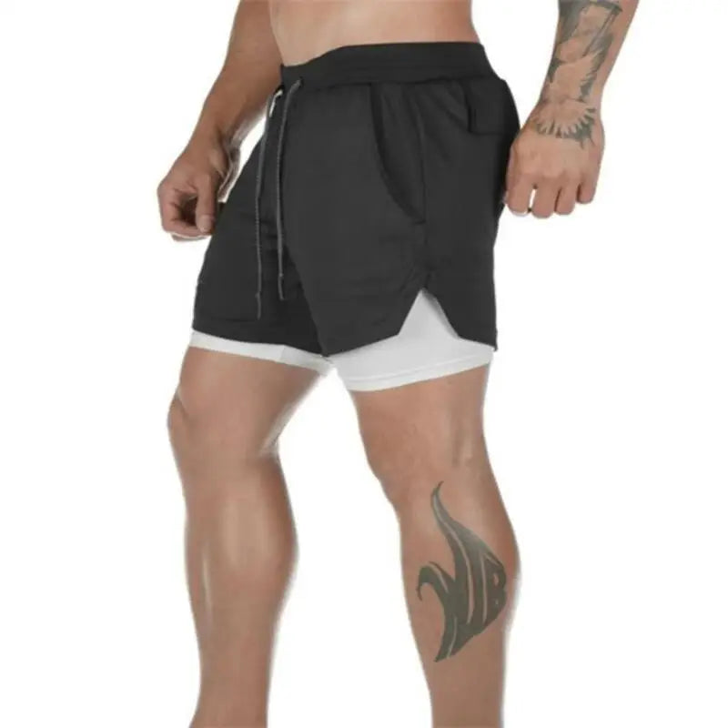 Summer sports versatile double layer men's shorts everyday casual quick-drying sports shorts men - Ellianto fashion Men's