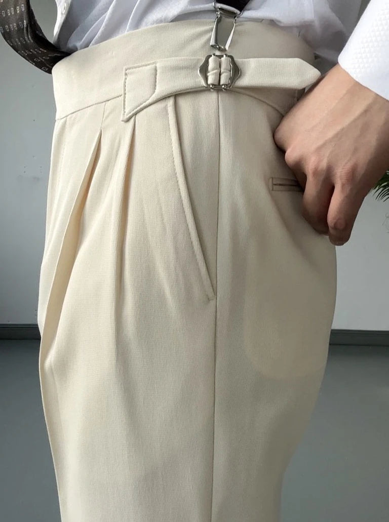 High Waist Slim Fit Business Man Suits Pants Summer 2025 Cheap Elegant Fashion Homme Up Straight Suit Trousers for Men - Ellianto fashion Men's