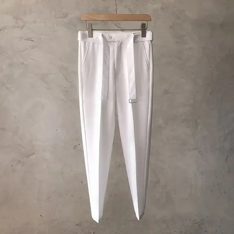 Draped Office Trousers For Men Fluid White Man Suits Pants Work Summer 2024 Chinese Homme Clothing Premium Stylish Formal 2025 trend - Ellianto fashion Men's