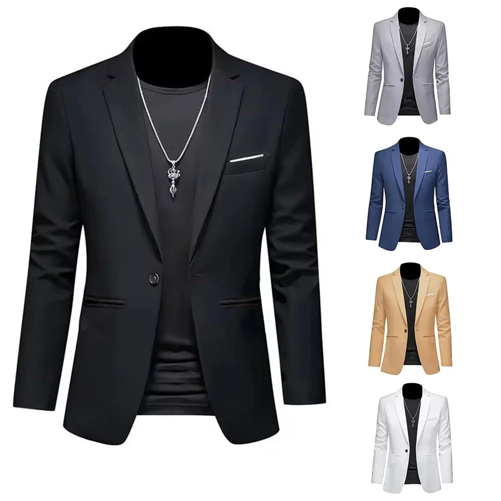 Men's Trendy Leisure Boutique Suit Jacket Autumn Casual Business Slim Fit Non-ironing Single Button Suit Solid Formal Blouse - Ellianto fashion Men's