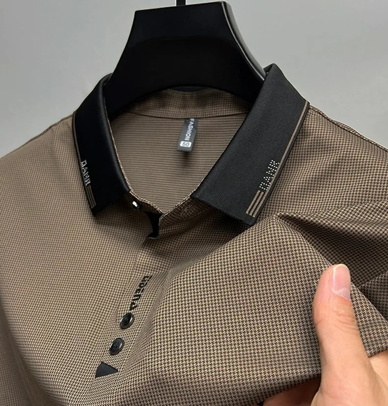 High end brand trend printed short sleeve POLO shirt men's 2025 summer new fashionable lapel casual T-shirt comfortable cool top - Ellianto fashion Men's