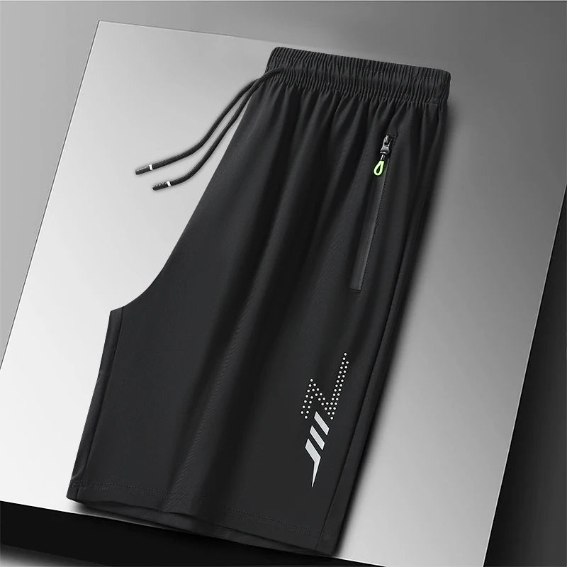 Plus Size Sport Shorts 8XL Track Shorts Running Shorts Breathable Ice Silk Man Quick Dry Outdoor Drawstring with Zipper Pocket - Ellianto fashion Men's