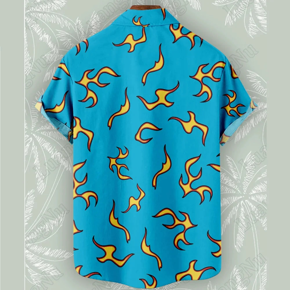 The Creator Golf Fire Flame Blue Hawaiian Shirt – Lightweight, Bold Summer Style for Effortless Beach and Streetwear Comfort for the Modern Gentleman