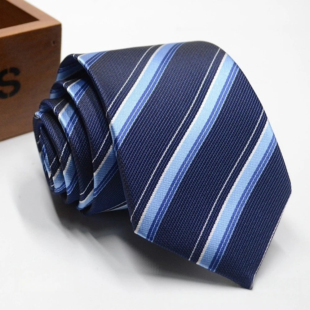 Classic Stripe Necktie Men Business Formal Wedding Tie 8cm Blue Black Pink Red Neck Ties Fashion Shirt Dress Accessories - Ellianto fashion Men's