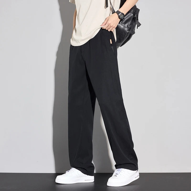 2025 Summer Thin Men's Soft Lyocell Casual Pants Breathable Fashion Solid Color Simple Male Trousers Brand Clothing