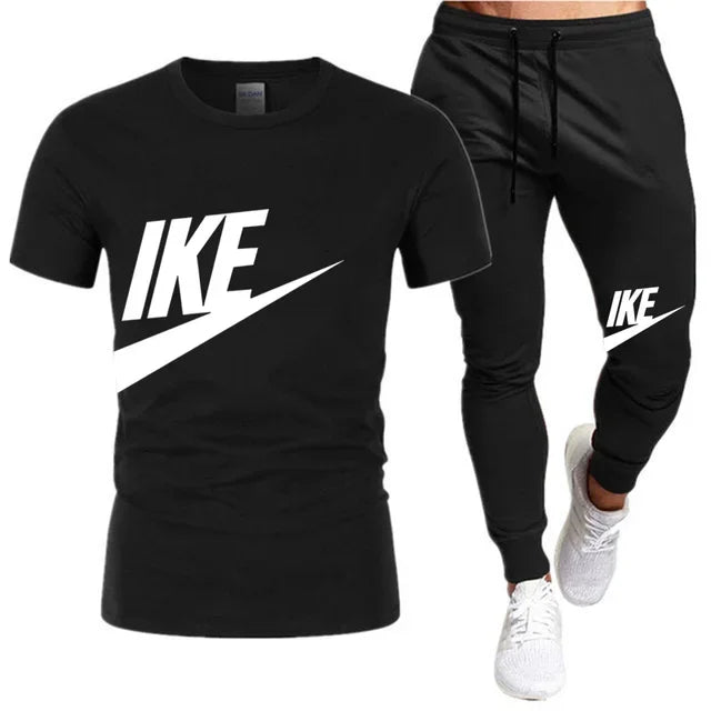 Set The new summer fashion sportswear for 2025: men's short-sleeved high-quality cotton T-shirt + sports shorts 2-piece set, men's c - Ellianto fashion Men's