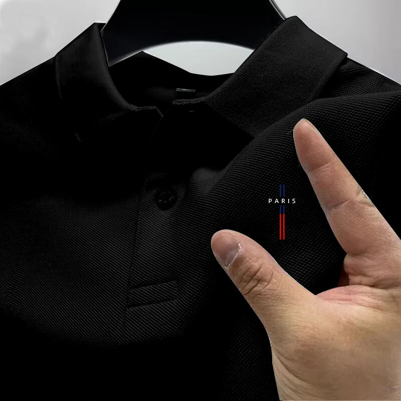 2025 Men's Reflective Polo Shirt, Color Button, Breathable, Casual, Fashionable, Rapel, Comfort, Summer, New Style - Ellianto fashion Men's