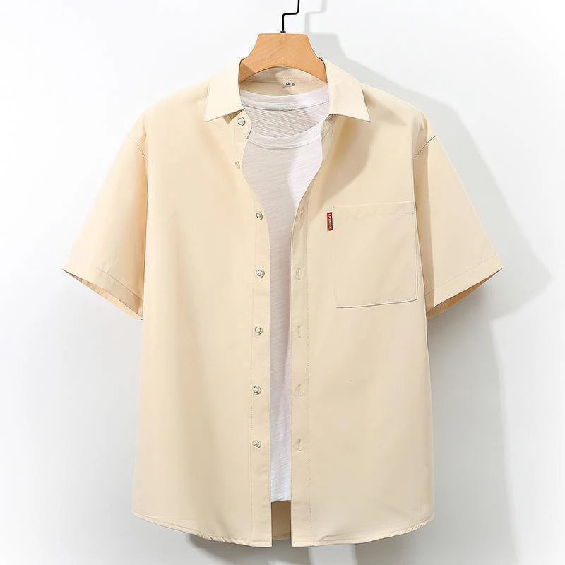 2025 Sle Workwear irt Men's ort Sve Oversize Casual Summer Thin Ice Silk irt Lightweight Breathable Cotton Lin...