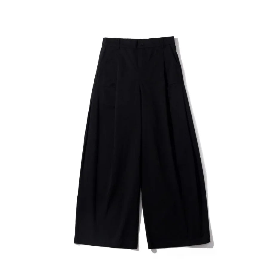 Japanese Vintage Basic Workwear Trousers For Men Women Spring Autumn Loose-fit Wide-leg Casual Pants Ins Boyfriend Style - Ellianto fashion Men's