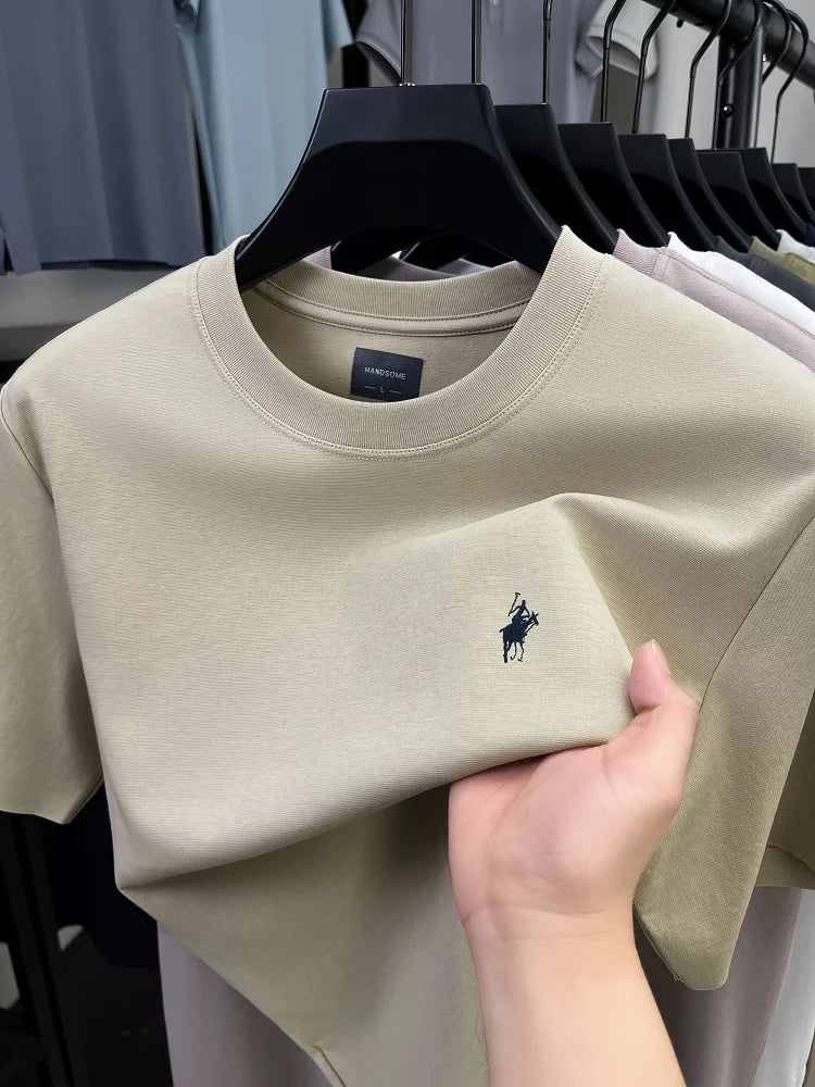 High end brand men's T-shirt 2025summer designer new pony embroidery casual skin friendly breathable round neck short sleeve top - Ellianto fashion Men's