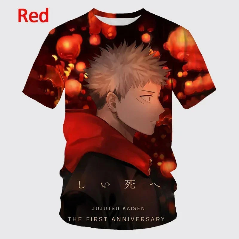 2024 Summer New Anime Jujutsu Kaisen 3D Printing T-shirt Men's Personality Hip-hop Short-sleeved Unisex Casual Round Neck Tops
