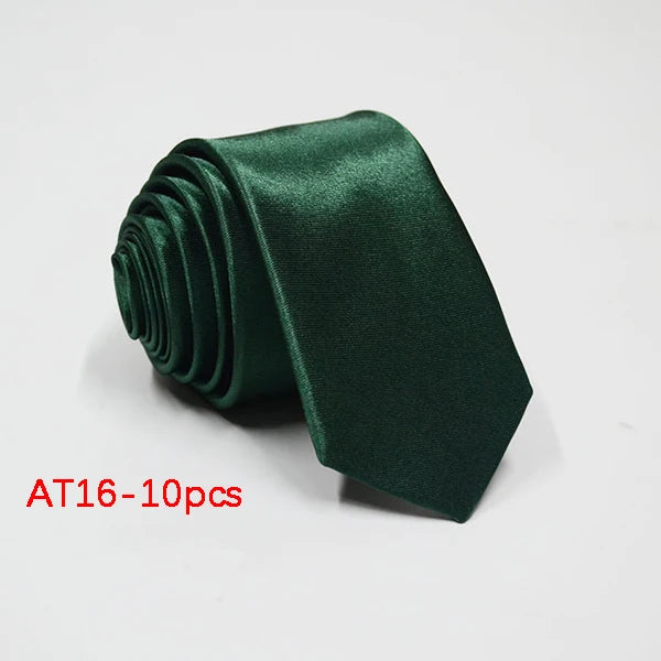 10/12PCS Tie for Men Wholesale 28 Solid Colors Slim Necktie Polyester Satin Cravat Formal Party Ties Fashion Daily Accessory - Ellianto fashion Men's