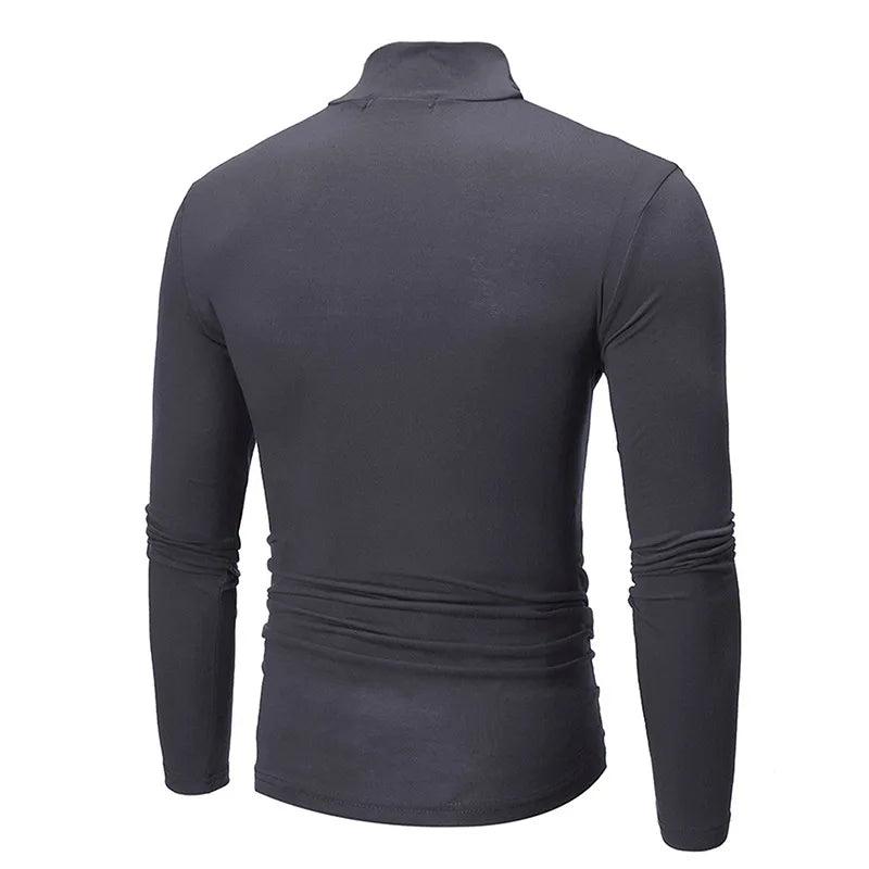 Thermal Underwear Tops Men Spring Clothes Thermal Shirt Autumn Men's Winter Tights High Neck Thin Slim Fit Long Sleeve T-shirt - Ellianto fashion Men's