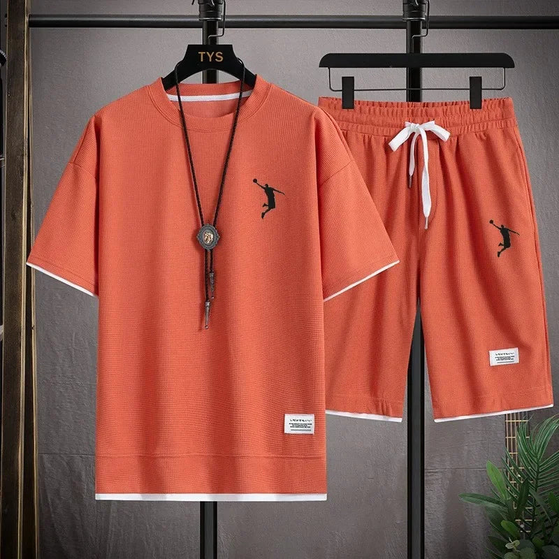Set NEWSummer 2025 New Men's Sportswear Set - Linen T-shirt and Shorts two-piece Sportswear Set - Fashionable and - Ellianto fashion Men's