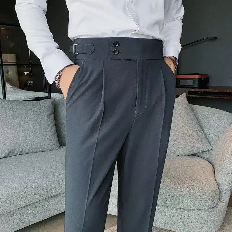 Draped Trousers for Men Fluid High Waist Brown Man Suits Pants Up Spring Clothes Quality Korean Reviews Many Stylish Tailoring - Ellianto fashion Men's