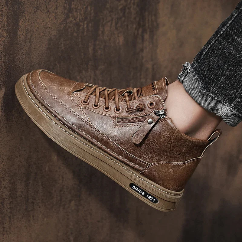 Men Boots Winter High Top Leather Shoes Fashion Cotton Shoes Fashion Ankle Boots Business Casual Outdoor Shoes Male Sneakers New - Ellianto fashion Men's