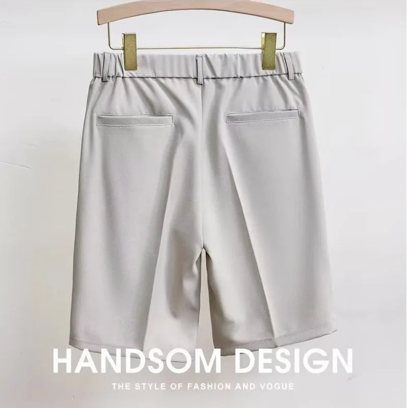 Summer Five-point Pants Short Men's Drape Fabric Casual 5 Points Mid Pants Wild Youth Loose White Suit Shorts Bermuda Masculina - Ellianto fashion Men's