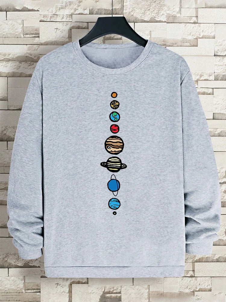 Planets In The Solar System Men Women Hoody Cartoon Crewneck Clothes Casual Comfortable Sweatshirts Warm Pullover Sweatshirt