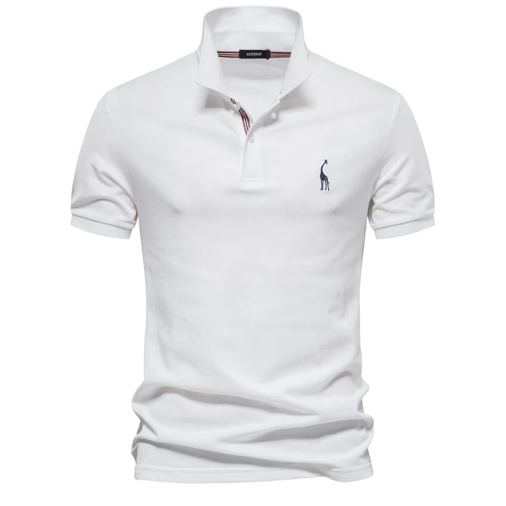 2025 Premium Men's Polo Shirt Deer Embroidery Design 80% Cotton EU Size Casual Short Sleeve Shirts Business Polo Tops Hot Seller - Ellianto fashion Men's