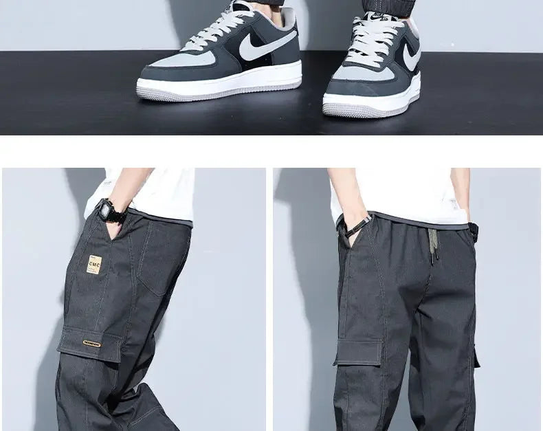 Summer Thin Men's Harajuku Cargo Pants Loose-Fit Sports Trendy Versatile Ankle-Length Casual Trousers - Ellianto fashion Men's