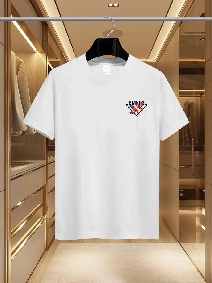 The 2025 new summer men's luxury fashion PDA brand Milan print T-shirt, pure cotton round neck casual fashion Y2K high-end and h - Ellianto fashion Men's