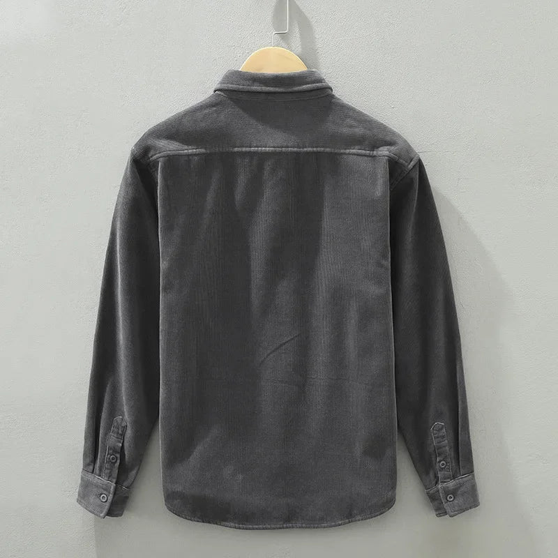 Men’s Winter Cotton Fleece Shirt – Lightweight Slim-Fit Lapel Top for Daily Casual Comfort and Effortless Warmth