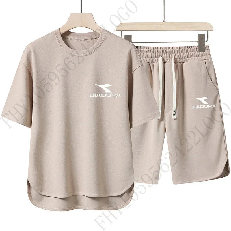 Set European and American procurement products: Men's casual T-shirts + sweatpants, quick-drying sweatshirts and shorts for sportswe - Ellianto fashion Men's
