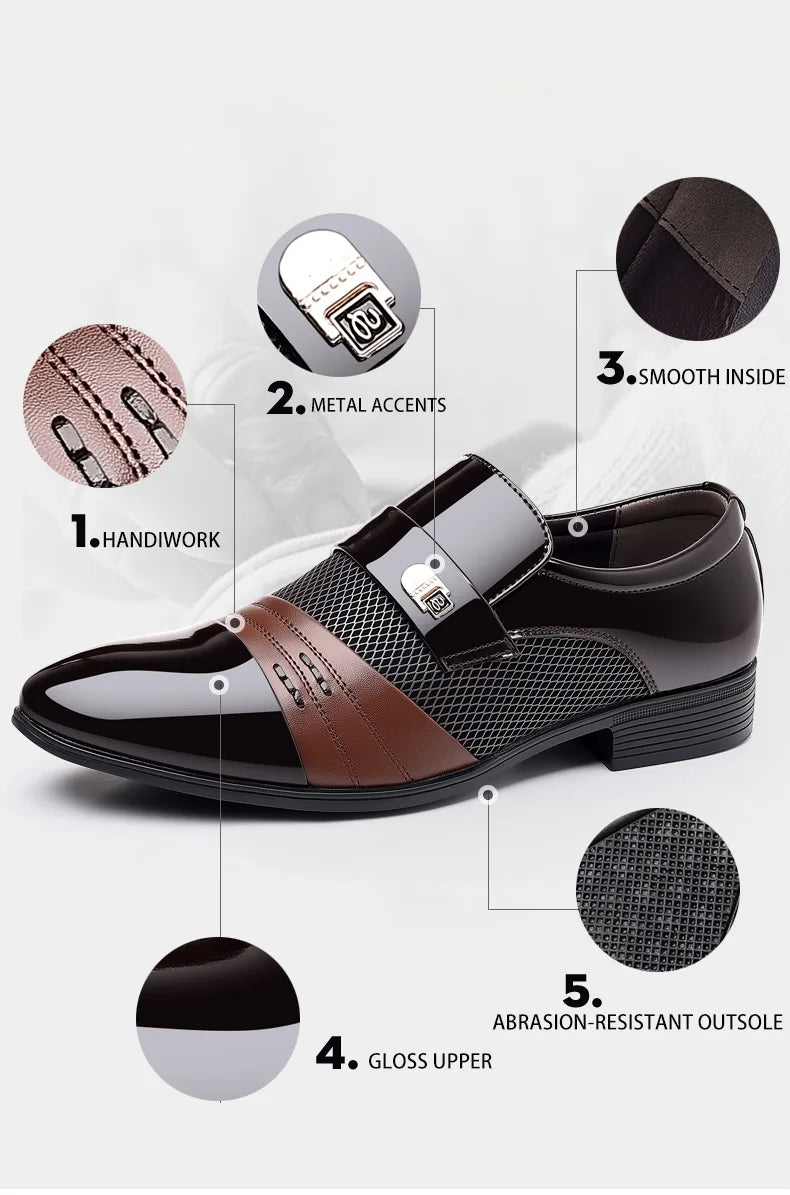 Oxford Shoes Men's Luxury Lacquer Wedding Shoe Pointed Toe Dress Shoes for Men Classic Business Men Leather Shoes Big Size 38-48 - Ellianto fashion Men's