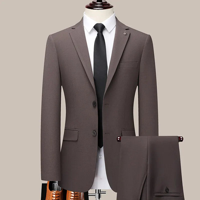 The new men's suit, spring and autumn business casual formal wear, and groom's wedding attire are fashionable and handsome - Ellianto fashion Men's