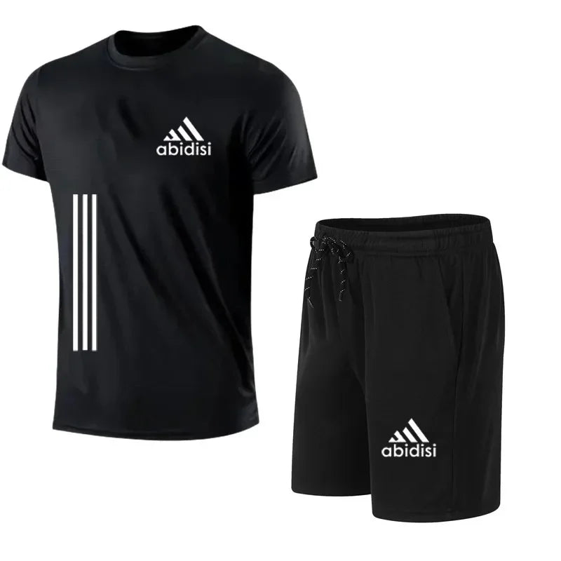 2025 The latest brand men's T-shirt set Fashion casual T-shirt men's summer men's running set - Ellianto fashion Men's
