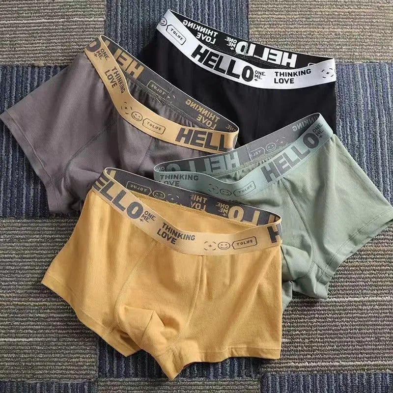 5 Articles Men's Underwear MEN'S Large Size Medium Waist Antibacterial Breathable Comfortable Cotton Boxer Shorts Male