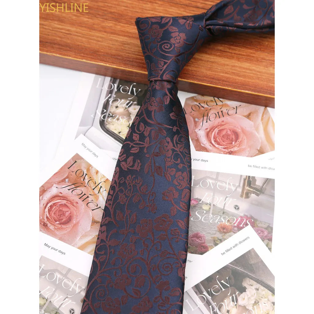 Man Tie Festival Fashion Striped Black Necktie Orange Dark Blue Gravata For Men Slim Paisley Floral Fit Wedding Corbatas Neck - Ellianto fashion Men's