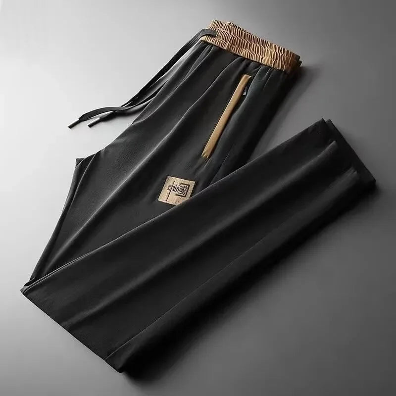 Men’s Summer Casual Pants – Lightweight, Quick-Dry Sporty Sweatpants with Elastic Waist, Trendy Zipper Design, and Comfortable Versatile Fit