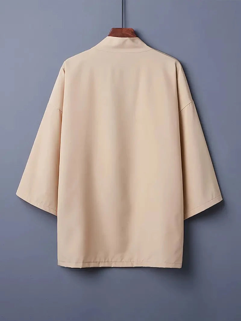 Kimono Men Cloak Kimono Para Hombre Black Coat White Cloak Beach Shirt Summer Haori Men Unisex Samurai Clothing Japanese Men - Ellianto fashion Men's
