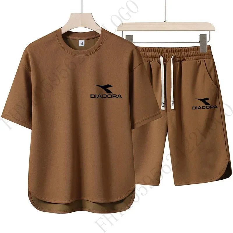 Set European and American procurement products: Men's casual T-shirts + sweatpants, quick-drying sweatshirts and shorts for sportswe - Ellianto fashion Men's