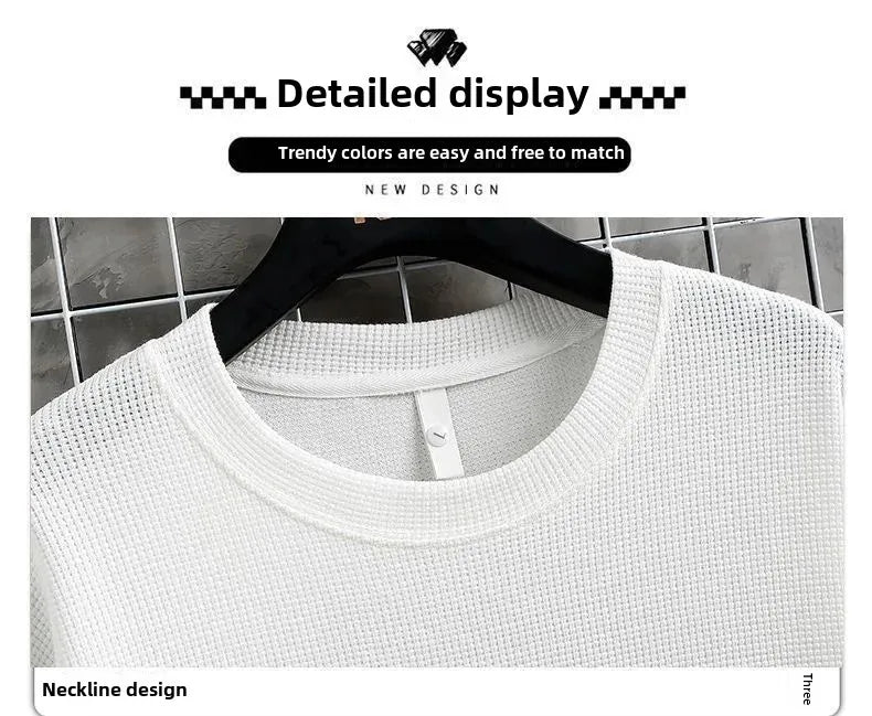 Casual Men's Sportswear Set Summer Short Sleeve Drawstring Shorts Loose Five-Quarter Pants Thin Male Outfit Two-Piece Suit - Ellianto fashion Men's