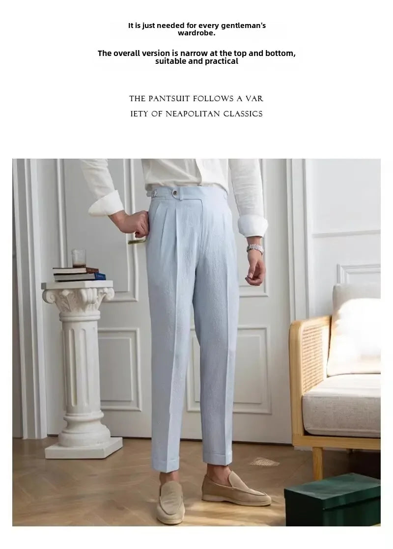 High-quality Harajuku Slim Fit Men's Pants Trendy Brand Draped Suit Casual Trousers Smooths Your Silhouette Small Feet - Ellianto fashion Men's