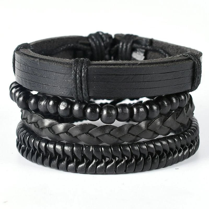 06 2025 Leather Braided Bracelet For Men - Ellianto fashion Men's