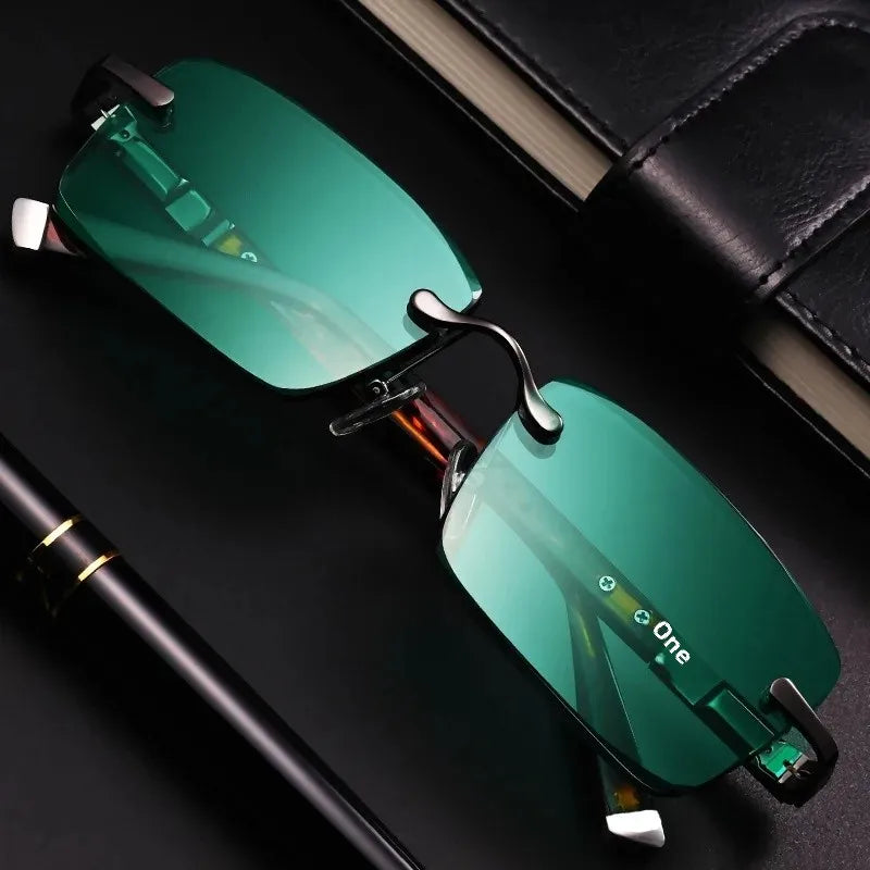 Natural Crystal Stone Eye Glasses Green Unique Eastern Sea Old Material Men's Women's Rimless High-End Eye Protection Sun Glasse