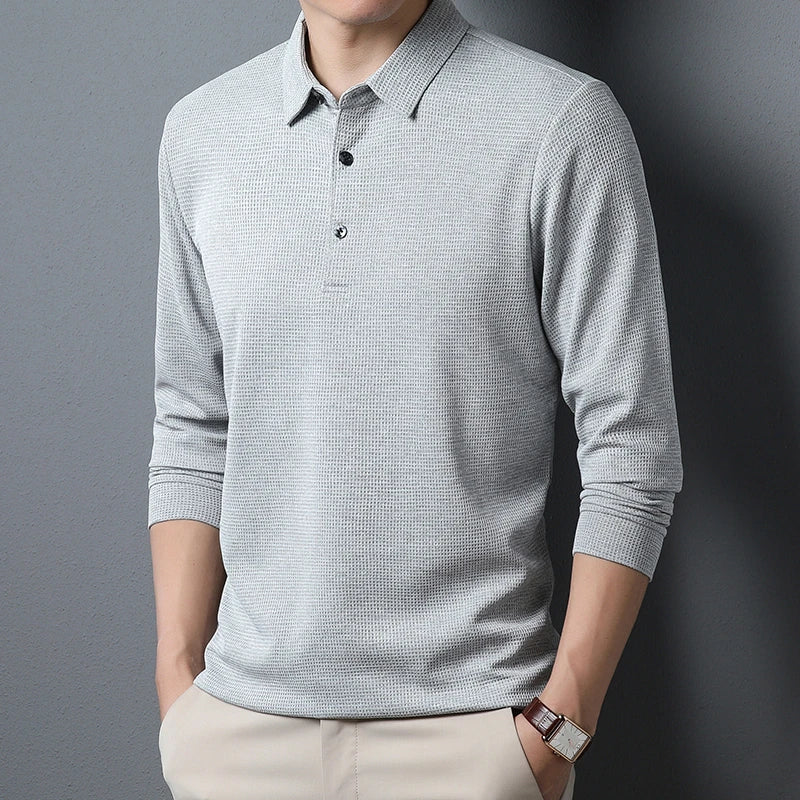 Men's Business Casual Polo Long Sleeve T-shirt Summer Comfortable Top - Ellianto fashion Men's