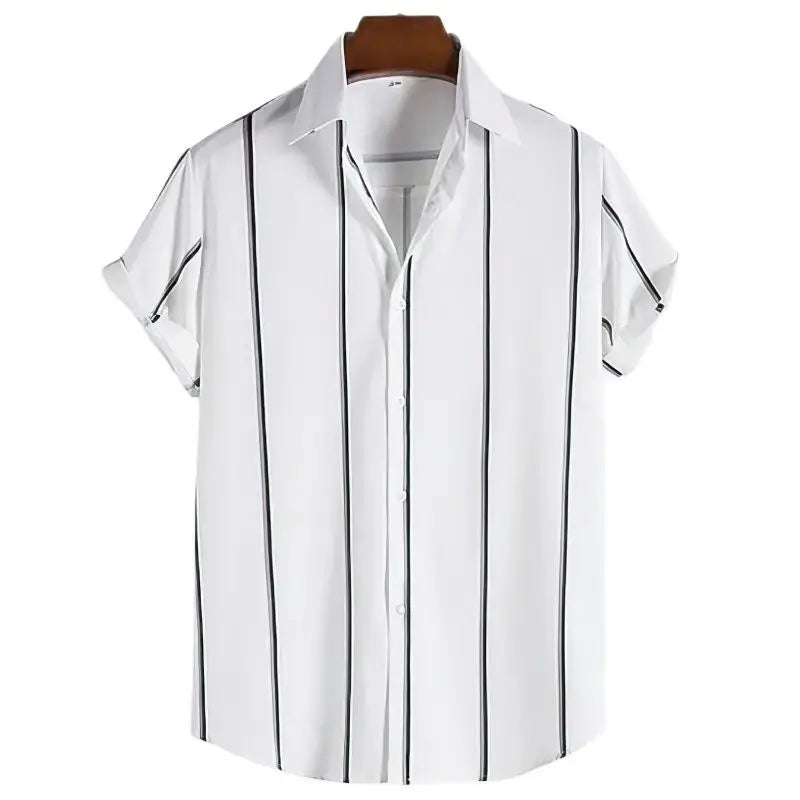 Men's Hawaiian Short Sleeve Shirt Elegant Summer Stripes Print Fashion Casual Social Oversized Y2k Harajuku Luxury Clothing Hot - Ellianto fashion Men's